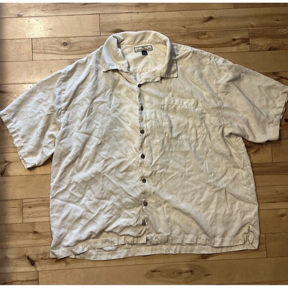 Tie Dyed Blue & Green 100% Silk Camp Shirt - Picture 3 of 7